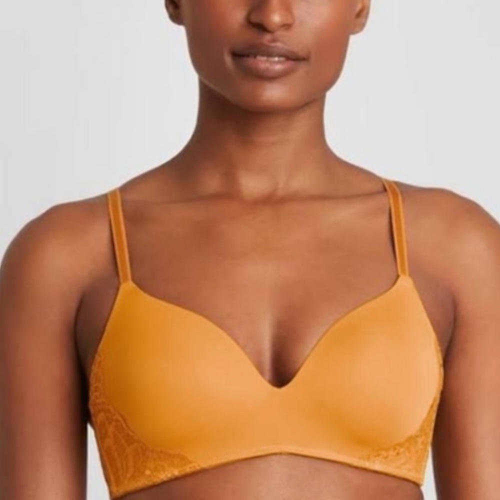 AUDEN The Bliss - Mustard Yellow Bra with Lace Detail